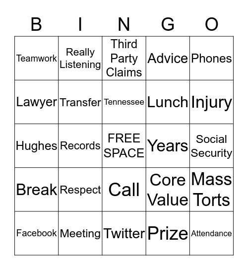 Buzzword Bingo Card