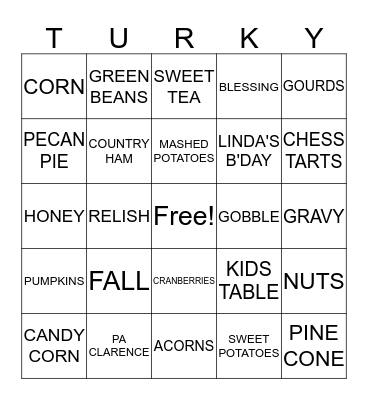TURK-Y Bingo Card
