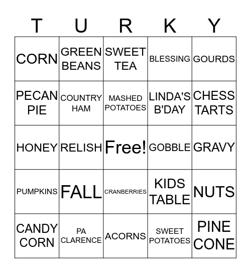 TURK-Y Bingo Card