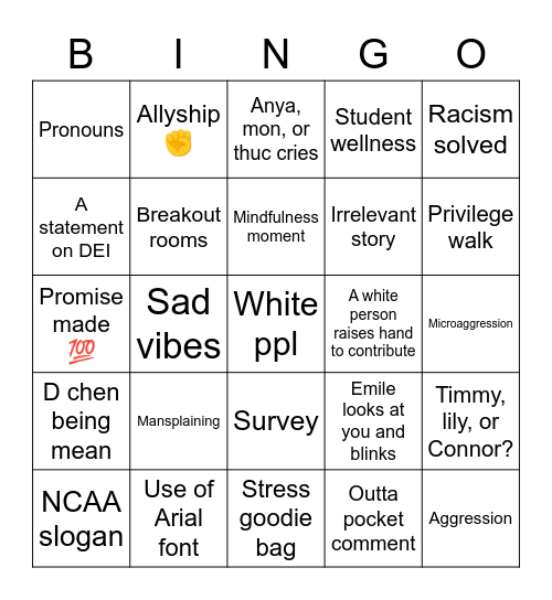 Racism Solved ✨ Bingo Card
