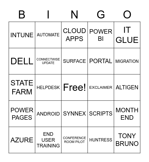 Beringer Bingo Card