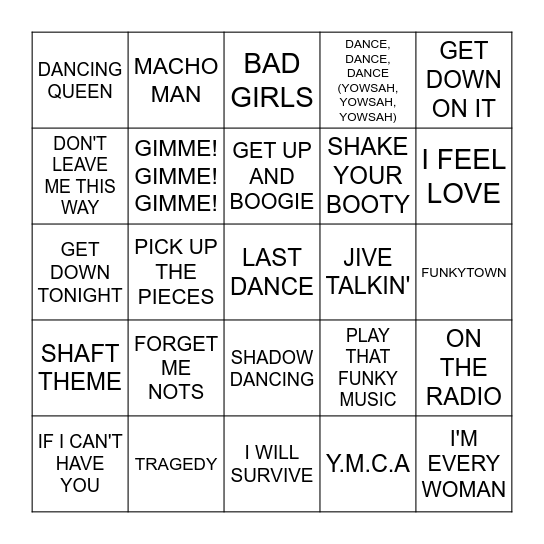 DISCO Bingo Card