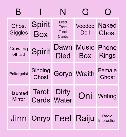 DAWN BINGO Card