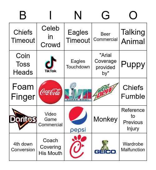 Superbowl 57 Bingo Card