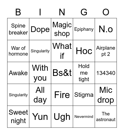 AF💗 Bingo Card