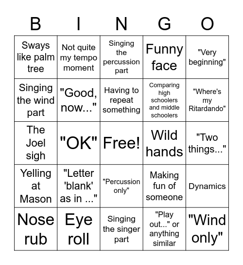 VP Bingo Card