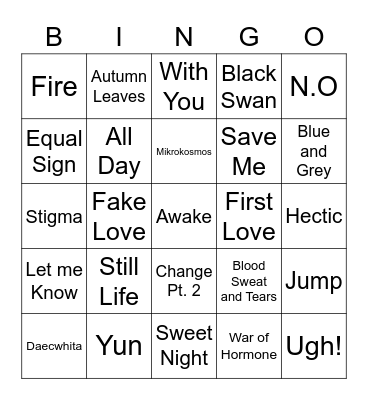 @crrystalyam Bingo Card