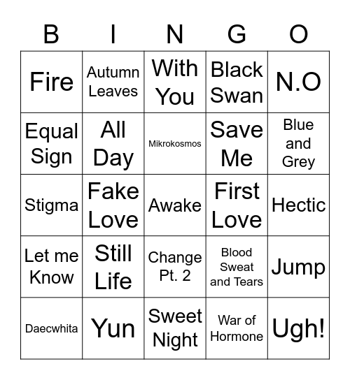 @crrystalyam Bingo Card
