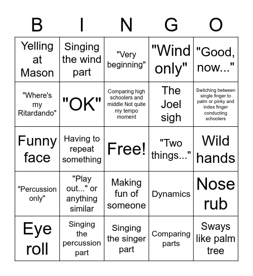 VP Bingo Card