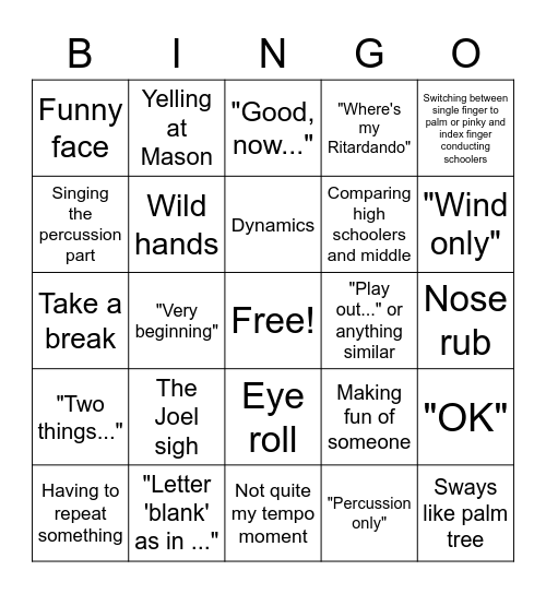 VP Bingo Card