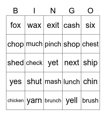 Jolly Phonics 6 Bingo Card