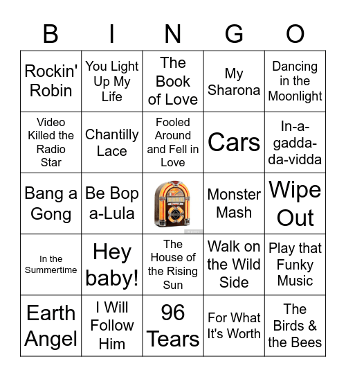 One-Hit Wonders 1950-70 Bingo Card