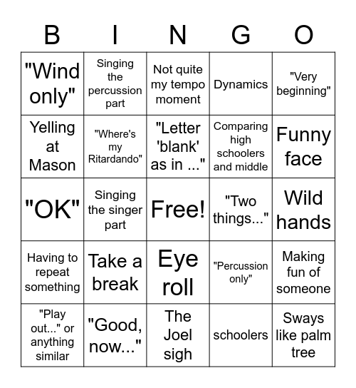 VP Bingo Card