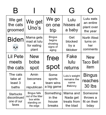 my 2023 predictions Bingo Card