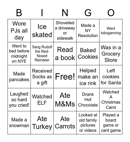 CHRISTMAS VACATION Bingo Card