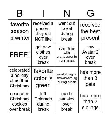 Find someone in the room who... Bingo Card