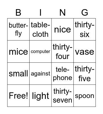 2a L 34-37 Bingo Card