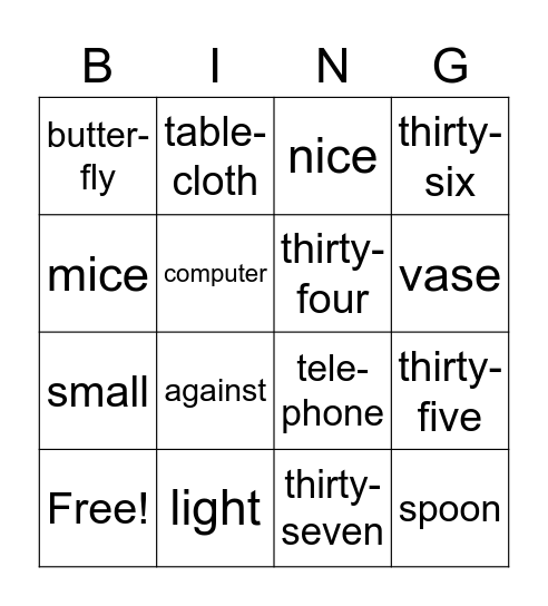 2a L 34-37 Bingo Card