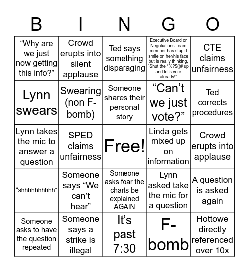 Let's STRIKE! Bingo Card