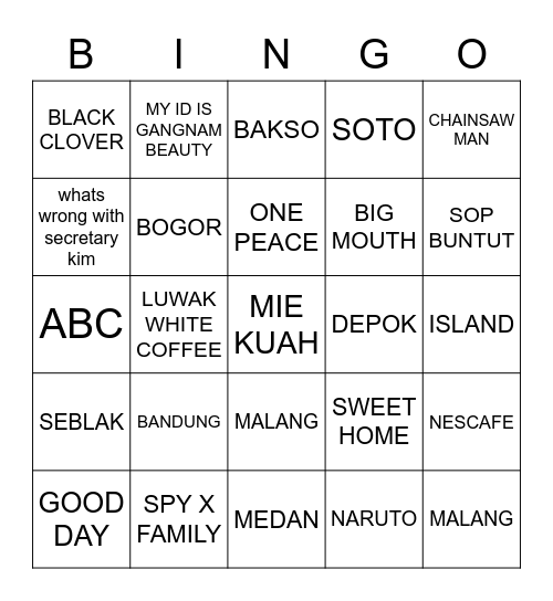 Untitled Bingo Card