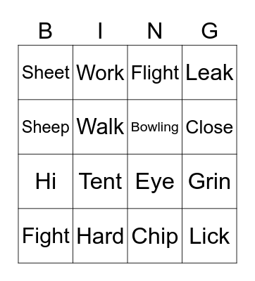 Pronunciation Bingo Card