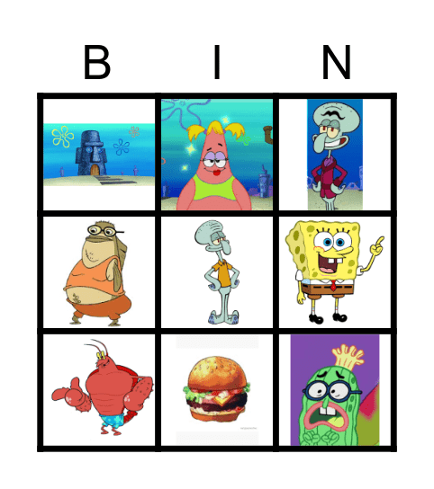 Spongebob Bingo Card
