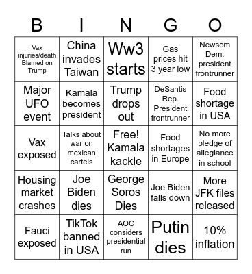 2023 ShitShowBingo Card