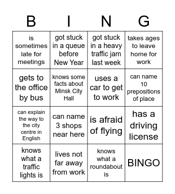 Find somebody who... Bingo Card