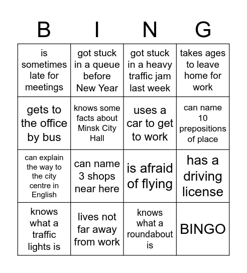 Find somebody who... Bingo Card