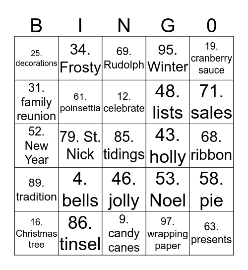 jennT's card for December Bingo Card