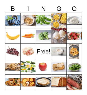 Food Groups Bingo Card