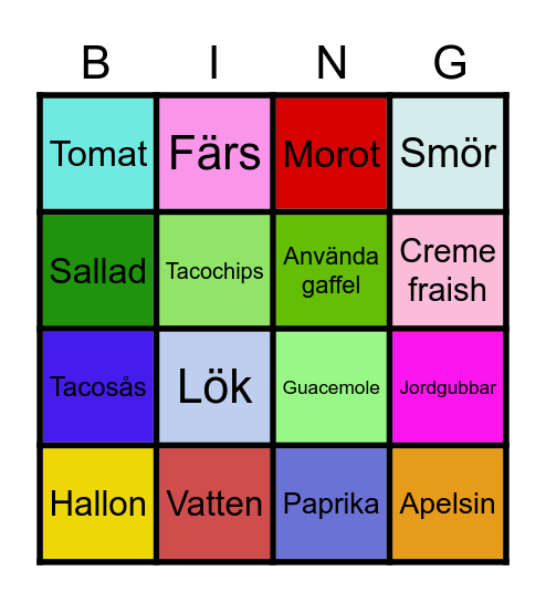 Tacokväll Bingo Card