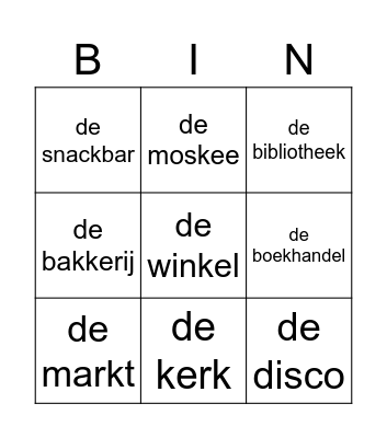 De omgeving Bingo Card