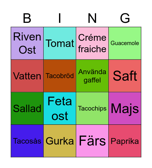 Tacokväll Bingo Card