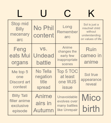 UU 2023 BINGO Card