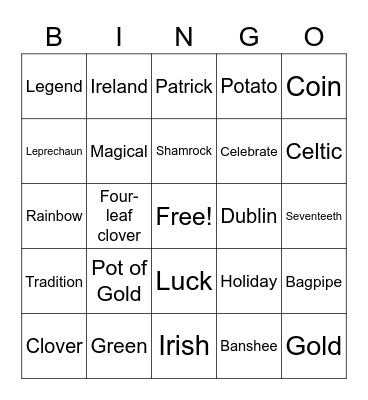 St. Patty's Day Bingo Card