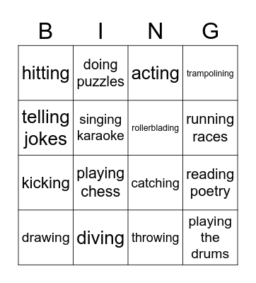 Free time Bingo Card