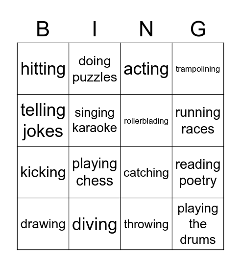 Free time Bingo Card