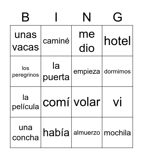 Camino de Santiago Bingo Card