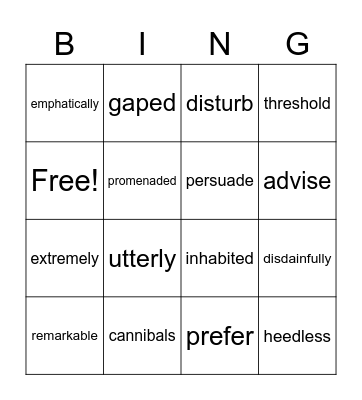 Pippi Vocabulary Bingo Card