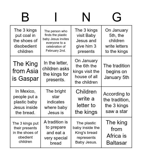 El Día de Reyes Bingo Card