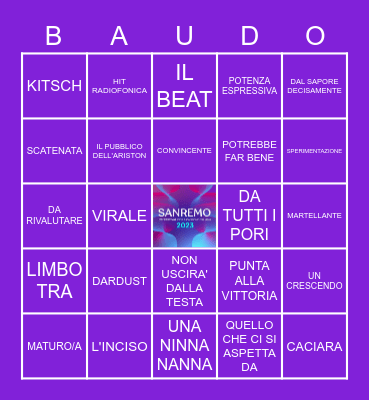 SANREMO 2023 PREASCOLTI Bingo Card