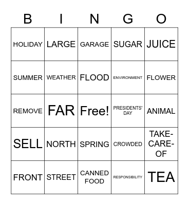 ASL 2 SIGN VOCABULARY REVIEW Bingo Card