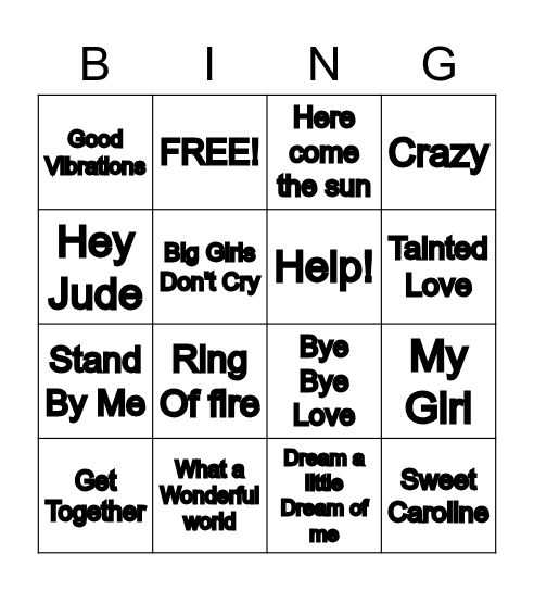 60's BINGO Card