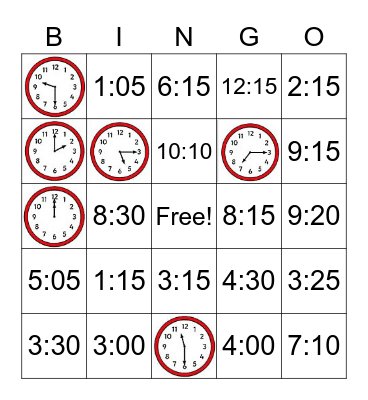 What time is it? Bingo Card