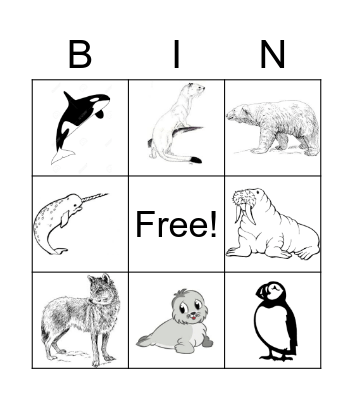 Arctic Animals Bingo Card