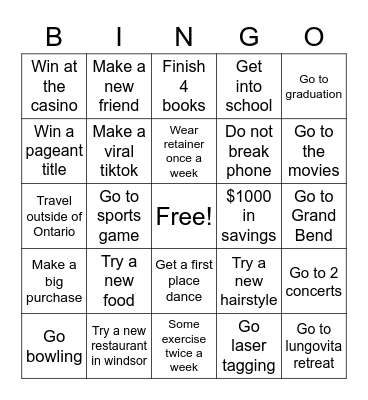 2023 GOALS Bingo Card