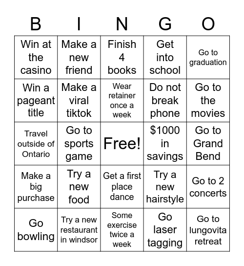 2023 GOALS Bingo Card