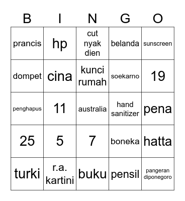 juhyun Bingo Card