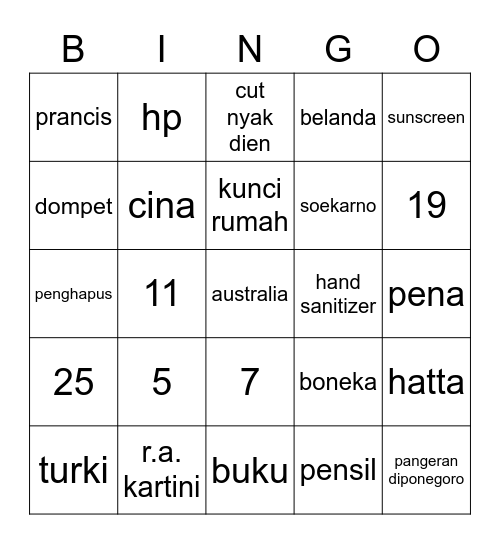 juhyun Bingo Card
